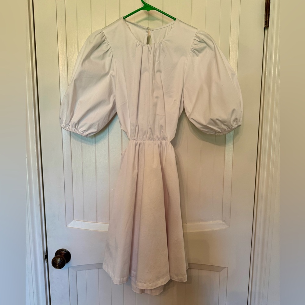 NWT Chloe Cream A-Line Dress with Puff Sleeves and Peter Pan Collar